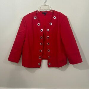 Roz and Ali Red Cropped Blazer with Grommet Accents size XL